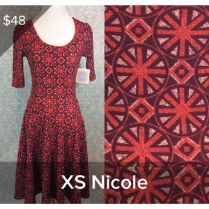 Red LuLaRoe Nicole Dress, XS, NWT
